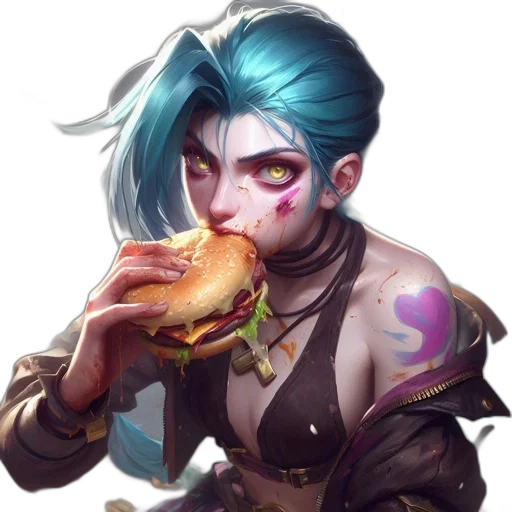 food, concept art, cyberpunk, fantasy art, pixel art, female, character, vibrant transparent PNG cut-out