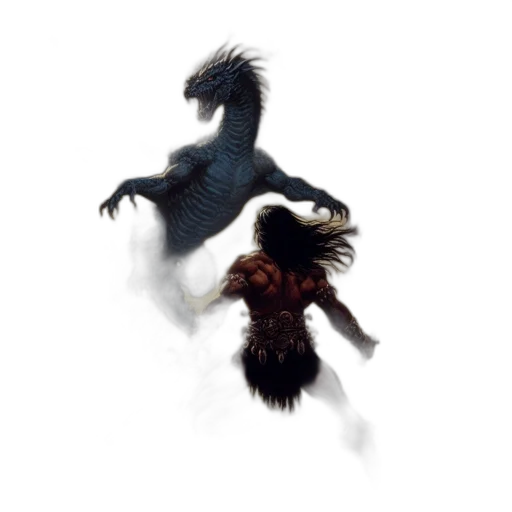 creature, animal, dragon, hair, concept art, fantasy art, 3d render, photorealistic transparent PNG cut-out