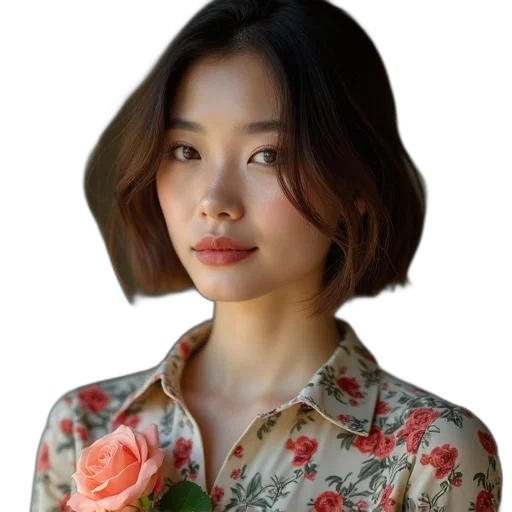 face, flower, dress, crown, photorealistic, oil painting, pixel art, fantasy art transparent PNG cut-out