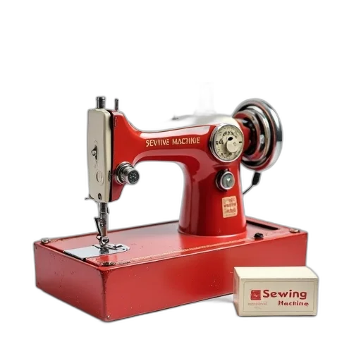 robot, vintage, sewing, machine, red, white, color, scheme transparent PNG cut-out
