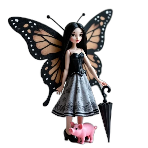 dress, concept art, 3d render, cartoon, fantasy art, figurine, character, large transparent PNG cut-out