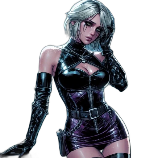 comic book art, concept art, cyberpunk, fantasy art, dark, dystopian, environment, woman transparent PNG cut-out
