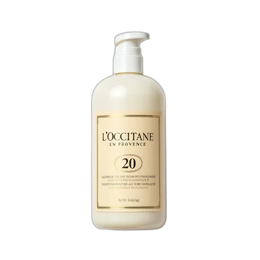 bottle, occitane, provence, moisturizer, beige, label, white, cap transparent PNG cut-out