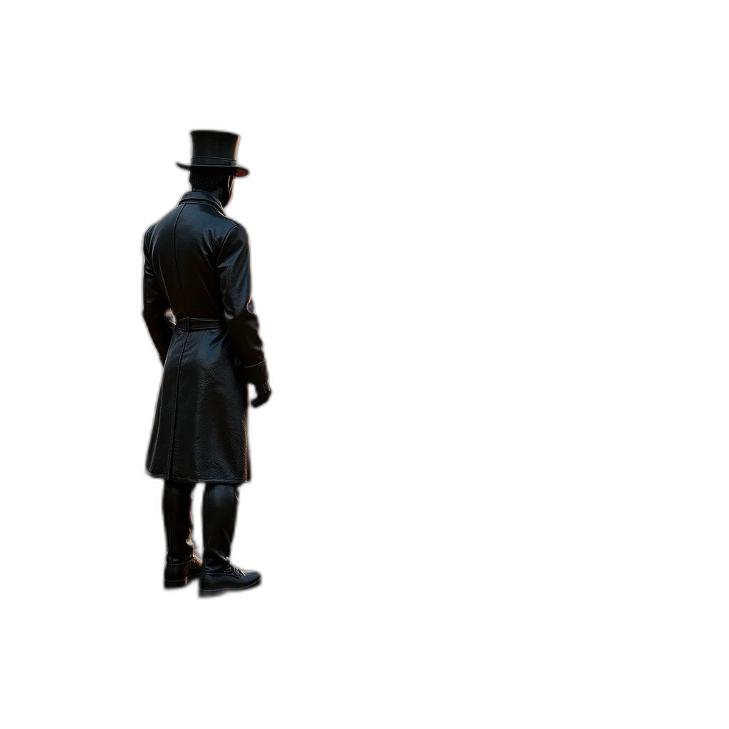 hat, staff, sword, jacket, 3d render, concept art, cyberpunk, pixel art transparent PNG cut-out