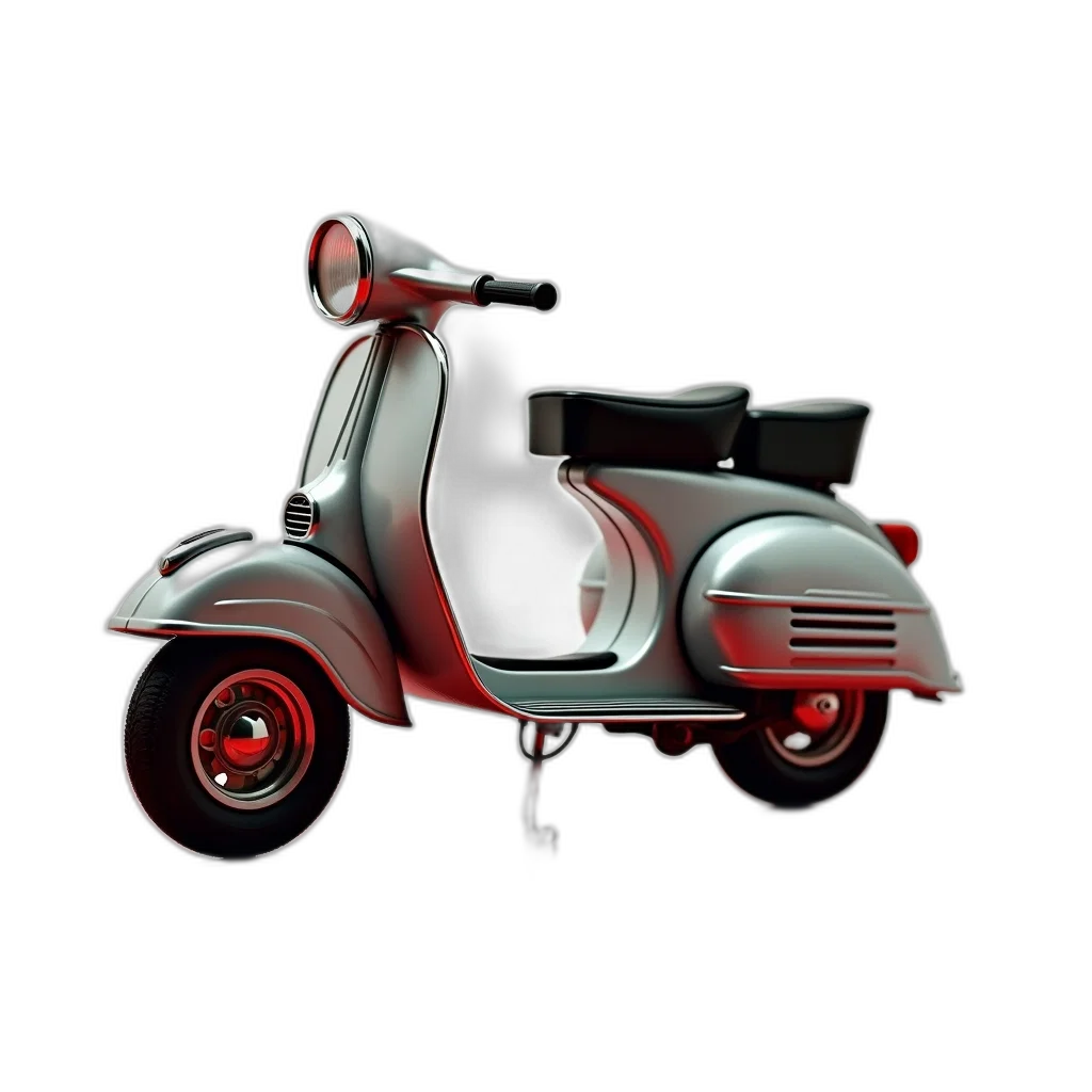 car, weapon, 3d render, concept art, photorealistic, cartoon, vintage-style, scooter transparent PNG cut-out
