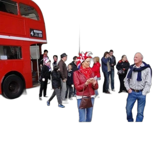 3d render, city street, snow, woman, red, jacket, hat, stands transparent PNG cut-out