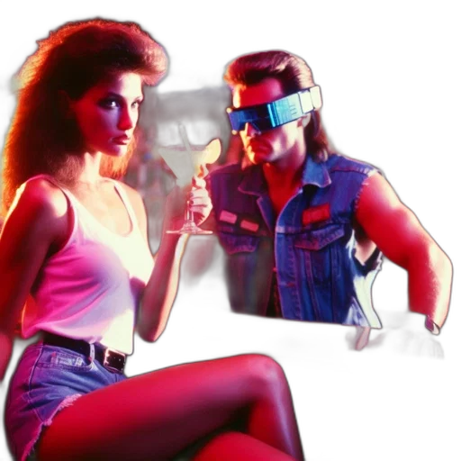 concept art, cyberpunk, 3d render, vaporwave, neon lights, fire, outer space, neon transparent PNG cut-out