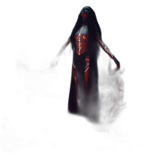 dress, creature, mask, staff, concept art, fantasy art, comic book art, pixel art transparent PNG cut-out