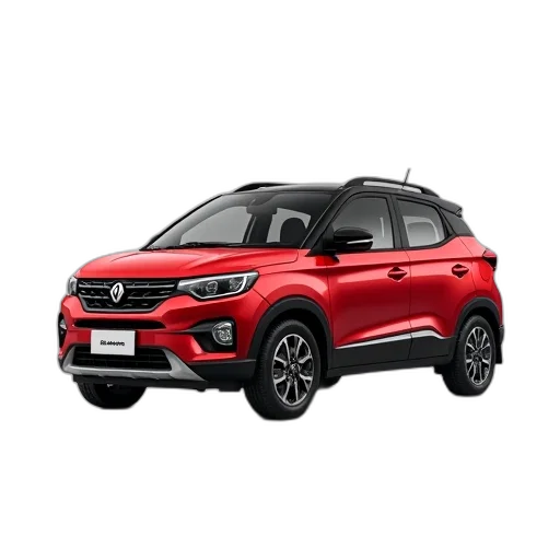 car, red, compact, suv, black, roof, prominent, front transparent PNG cut-out