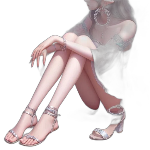 dress, jewelry, shoes, mask, concept art, fantasy art, anime, watercolor transparent PNG cut-out