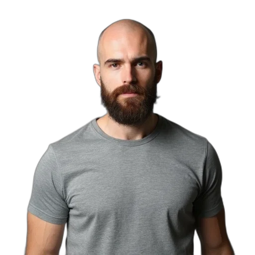 staff, face, jacket, hair, photorealistic, man, bald, head transparent PNG cut-out