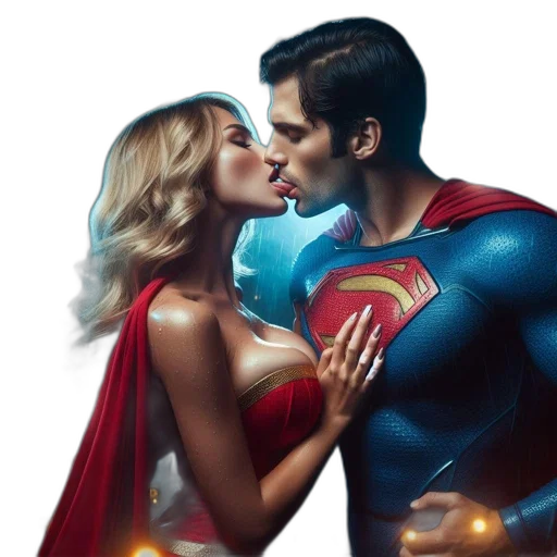 comic book art, concept art, outer space, intimate, moment, features, couple, man transparent PNG cut-out