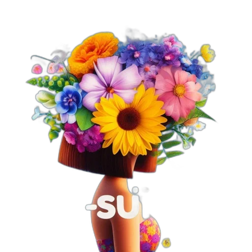 flower, staff, 3d render, photorealistic, concept art, colorful, poster, pixar transparent PNG cut-out