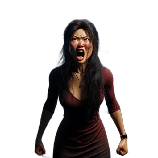 face, concept art, 3d render, photorealistic, pixel art, woman, disheveled, hair transparent PNG cut-out