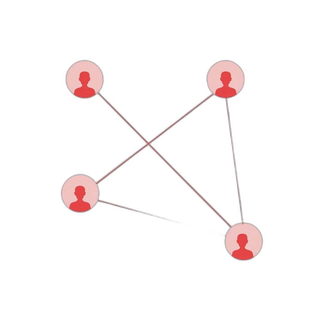 staff, crown, red, stylized, illustration, network, four, interconnected transparent PNG cut-out
