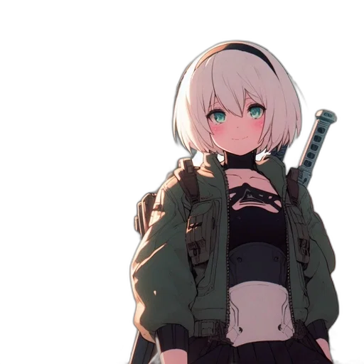 jacket, weapon, sword, creature, anime, cyberpunk, concept art, vaporwave transparent PNG cut-out