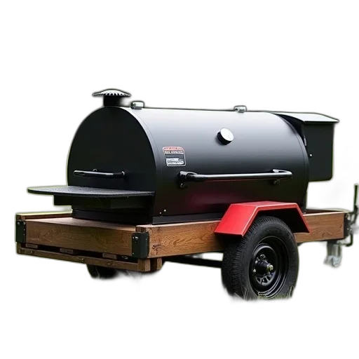 food, 3d render, photorealistic, black, metal, barbecue, grill, mounted transparent PNG cut-out