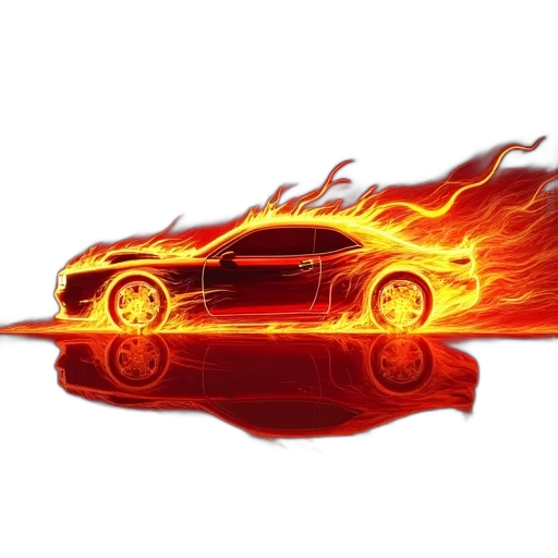 car, weapon, concept art, photorealistic, 3d render, pixel art, fire, flames transparent PNG cut-out