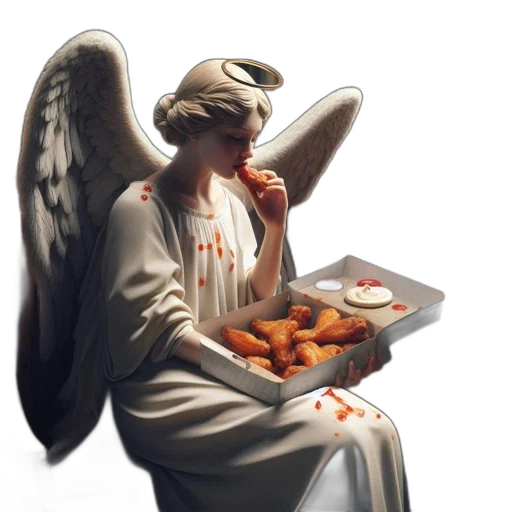 food, concept art, fantasy art, photorealistic, pixel art, ethereal, winged, figure transparent PNG cut-out