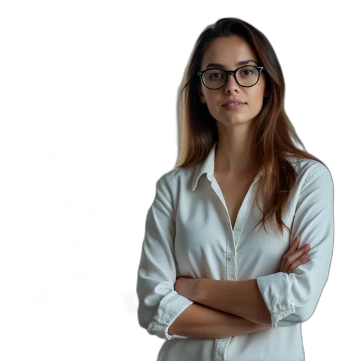 staff, face, jewelry, dress, photorealistic, 3d render, woman, glasses transparent PNG cut-out