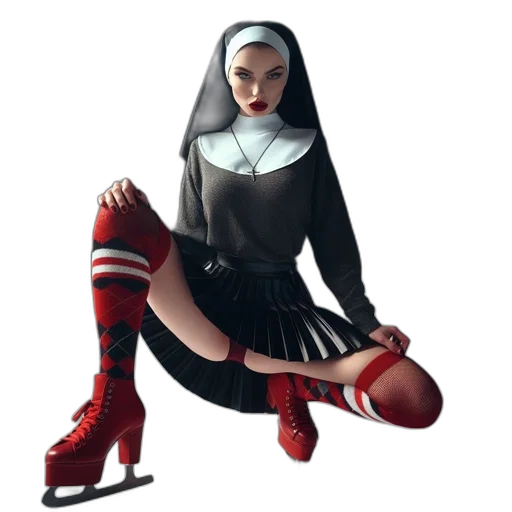 shoes, dress, concept art, fantasy art, comic book art, photorealistic, red, nun transparent PNG cut-out