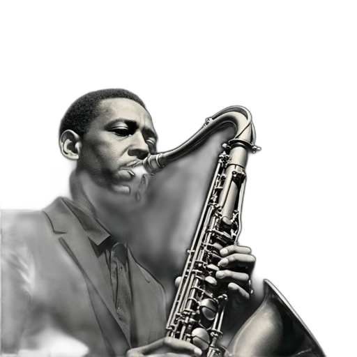 photorealistic, concept art, pencil sketch, cartoon, cover, john, coltrane, album transparent PNG cut-out