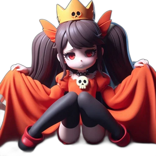crown, staff, creature, pixel art, concept art, fantasy art, 3d render, dark transparent PNG cut-out