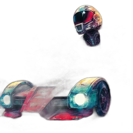 car, robot, mask, weapon, concept art, watercolor, 3d render, cyberpunk transparent PNG cut-out