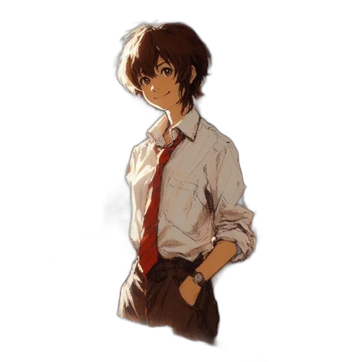 staff, jacket, face, dress, watercolor, anime, concept art, pixel art transparent PNG cut-out