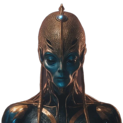 mask, jewelry, face, creature, concept art, fantasy art, 3d render, comic book art transparent PNG cut-out