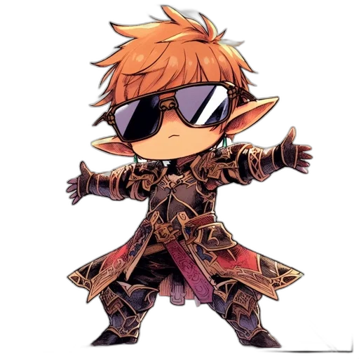 weapon, staff, sword, jacket, fantasy art, pixel art, concept art, cartoon transparent PNG cut-out
