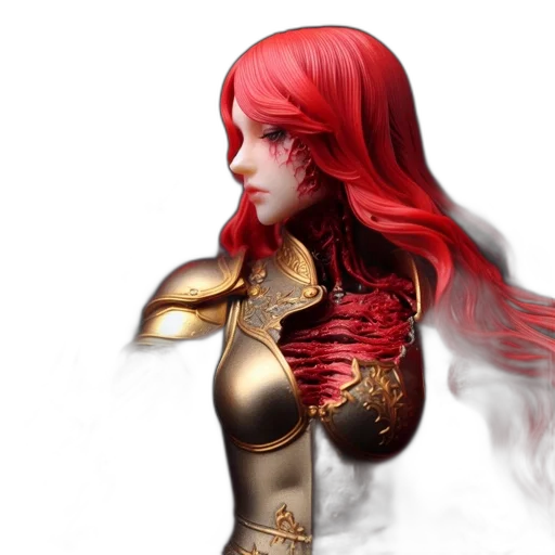 fantasy art, concept art, 3d render, photorealistic, fire, red, golden, armored transparent PNG cut-out
