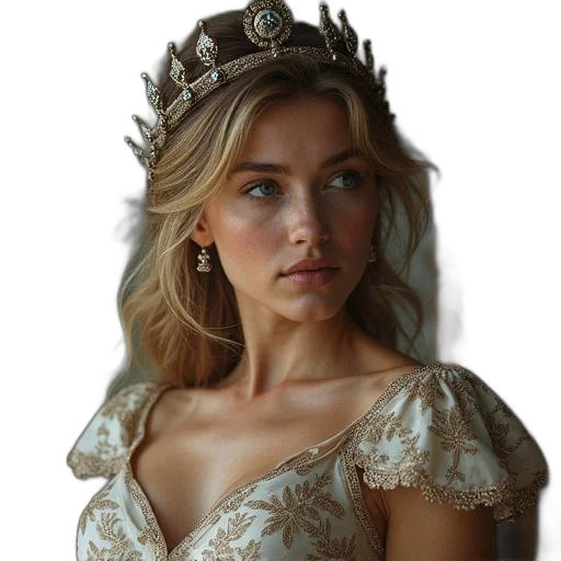 crown, dress, jewelry, face transparent PNG cut-out