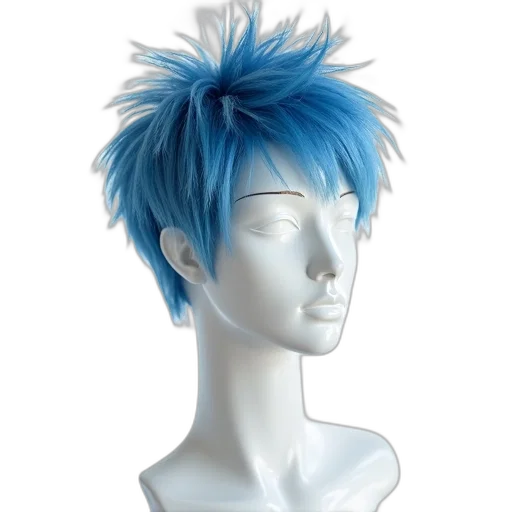 hair, hat, staff, 3d render, photorealistic, anime, concept art, blue transparent PNG cut-out