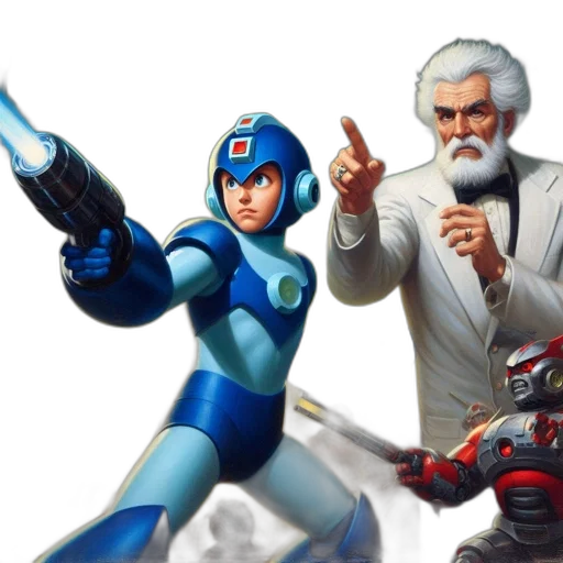 concept art, comic book art, two, key, characters, face, off, amidst transparent PNG cut-out