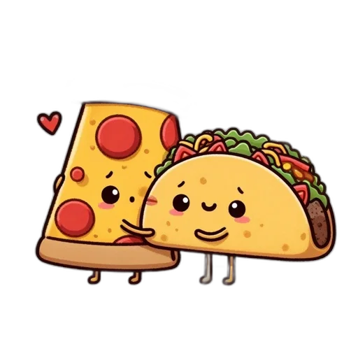 food, pixel art, amusing, illustration, features, slice, pizza, taco transparent PNG cut-out