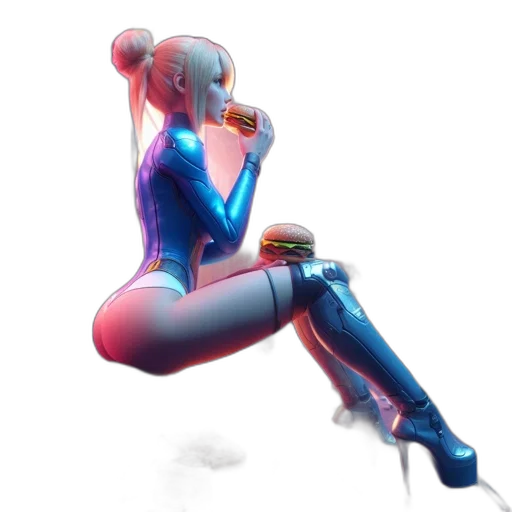 robot, weapon, staff, concept art, cyberpunk, fantasy art, 3d render, neon lights transparent PNG cut-out