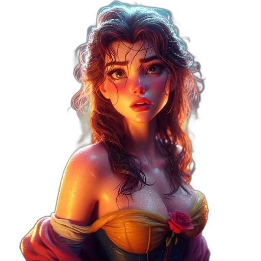 dress, face, crown, fantasy art, comic book art, concept art, pixel art, neon lights transparent PNG cut-out