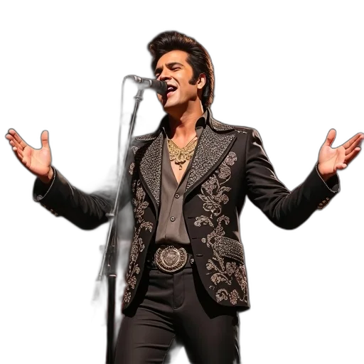 jacket, photorealistic, 3d render, cartoon, singing, elvis, performed, michael transparent PNG cut-out