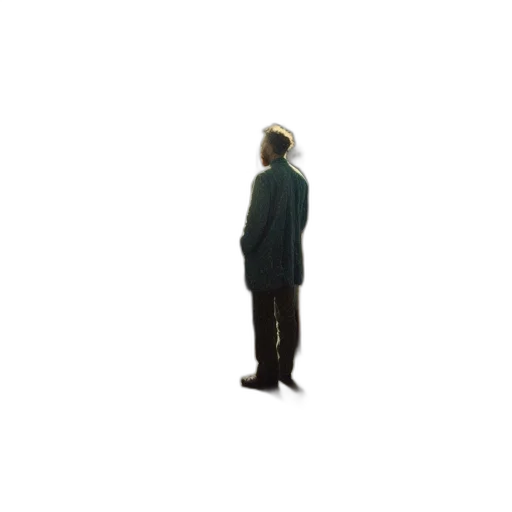 jacket, staff, robot, face, concept art, pixel art, 3d render, outer space transparent PNG cut-out