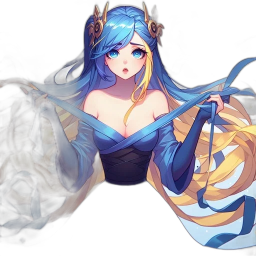 dress, crown, mask, fantasy art, concept art, anime, pixel art, underwater transparent PNG cut-out