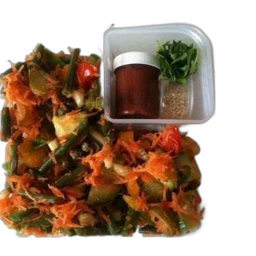 food, container, mixed, vegetables, small, dressing, garnishes transparent PNG cut-out