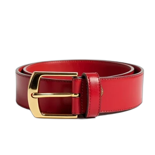 jewelry, red, leather, belt, gold, buckle, displayed, against transparent PNG cut-out
