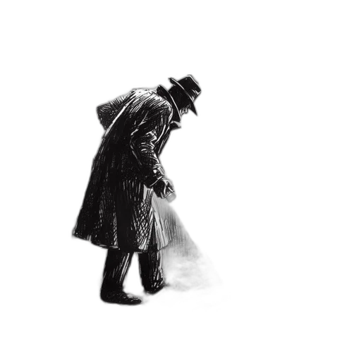 hat, jacket, umbrella, mask, concept art, comic book art, photorealistic, pencil sketch transparent PNG cut-out