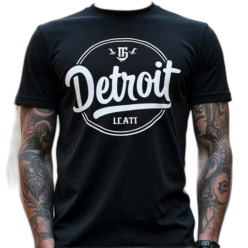 detroit, men, shirt, white, print, front, logo, center transparent PNG cut-out