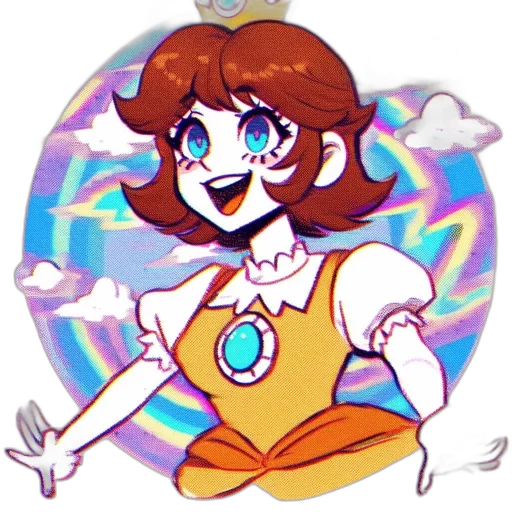 staff, dress, robot, crown, cartoon, pixel art, anime, vaporwave transparent PNG cut-out