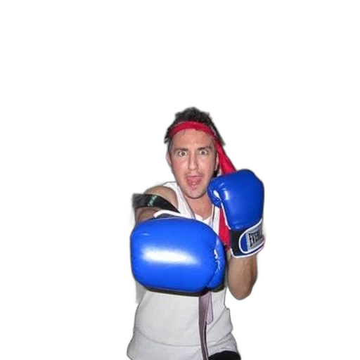 weapon, man, wearing, blue, boxing, gloves, red, headband transparent PNG cut-out