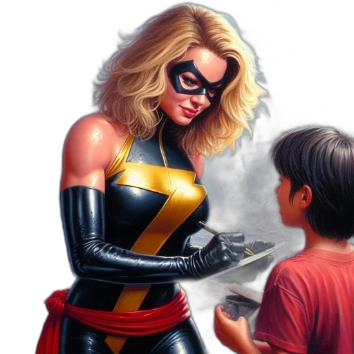 comic book art, concept art, photorealistic, oil painting, fire, female, superhero, blonde transparent PNG cut-out