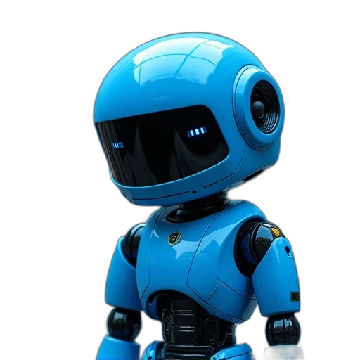 robot, 3d render, concept art, cyberpunk, blue, numbers, background, vinyl transparent PNG cut-out