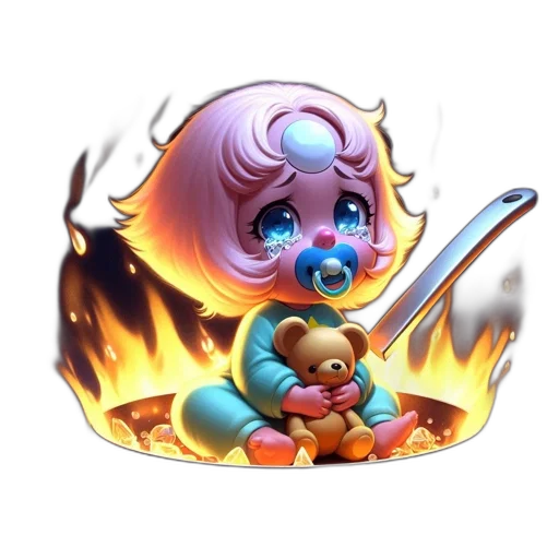 staff, weapon, concept art, pixel art, fantasy art, vaporwave, fire, tearful transparent PNG cut-out